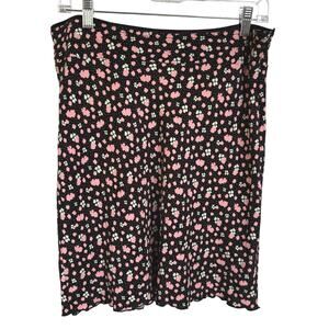 Free People Ditsy Floral Mini Skirt Black Neon Clover Lucky Girly Garden Size 8